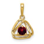 14k 4mm Round January/Garnet Triangle Pendant