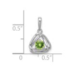 14k White Gold 4mm Round August/Peridot Triangle Pendant - Image 2