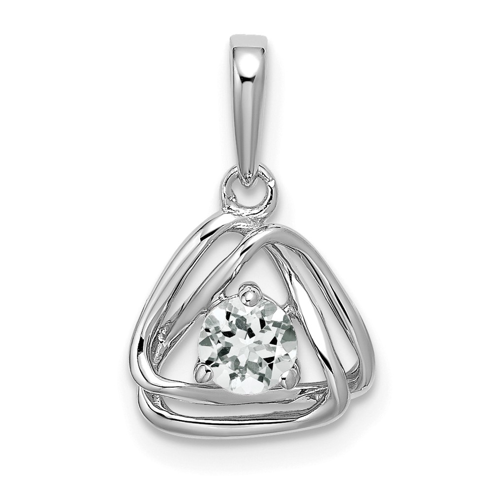 PM7395-WT-W.jpg 14k White Gold 1/4 carat Lab Grown Diamond VS/SI+ G+ Complete Intertwined Triangle Pendant - Image 1