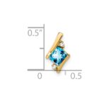 10k Yellow Gold Cushion Blue Topaz and Diamond Chain Slide - Image 3
