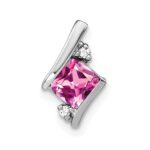 Sterling Silver Antique Cushion Cr. Pink Sapphire and Diamond Pendant