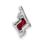 10k White Gold Cushion Garnet and Diamond Chain Slide - Image 3