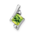 10k White Gold Cushion Peridot and Diamond Chain Slide