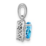 Sterling Silver Rhodium-plated Blue Topaz and Diamond Pendant - Image 2