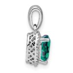 Sterling Silver Rhod-plated Created Alexandrite and Diamond Pendant - Image 2