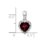 Sterling Silver Rhodium-plated Garnet and Diamond Pendant - Image 3