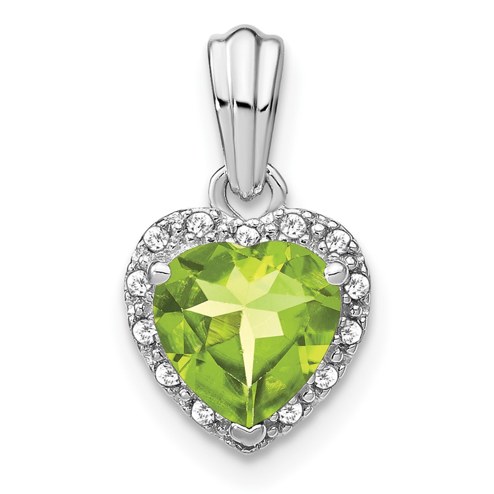 PM7400-PE-007-SSA.jpg Sterling Silver Rhodium-plated Peridot and Diamond Pendant - Image 1