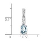 14k White Gold 7x5 Oval March/Aquamarine and Diamond Pendant - Image 2