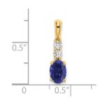 14K 7x5 Oval September/Lab Created Sapphire and Diamond Pendant - Image 2