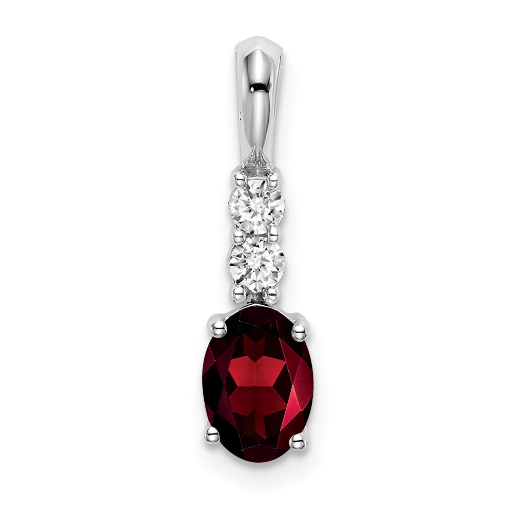 PM7406-GA-013-WA.jpg 14k White Gold 7x5 Oval January/Garnet and Diamond Pendant - Image 1