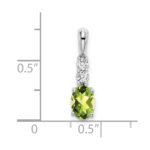 14k White Gold 7x5 Oval August/Peridot and Diamond Pendant - Image 2