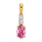 14K 7x5 Oval October/Pink Tourmaline and Diamond Pendant