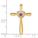 14k February/Amethyst Cross with Heart Chain Slide - Image 2