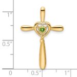 14k August/Peridot Cross with Heart Chain Slide - Image 2