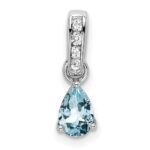 14k White Gold 6x4 Pear March/Aquamarine and Diamond Pendant