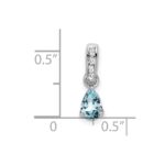 14k White Gold 6x4 Pear March/Aquamarine and Diamond Pendant - Image 2