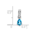 14k White Gold 6x4 Pear December/Blue Topaz and Diamond Pendant - Image 2