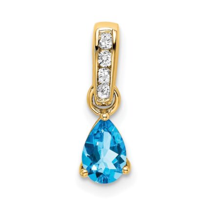 14K 6x4 Pear December/Blue Topaz and Diamond Pendant