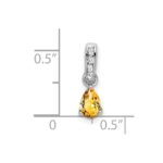 10k White Gold Pear Citrine and Diamond Pendant - Image 2