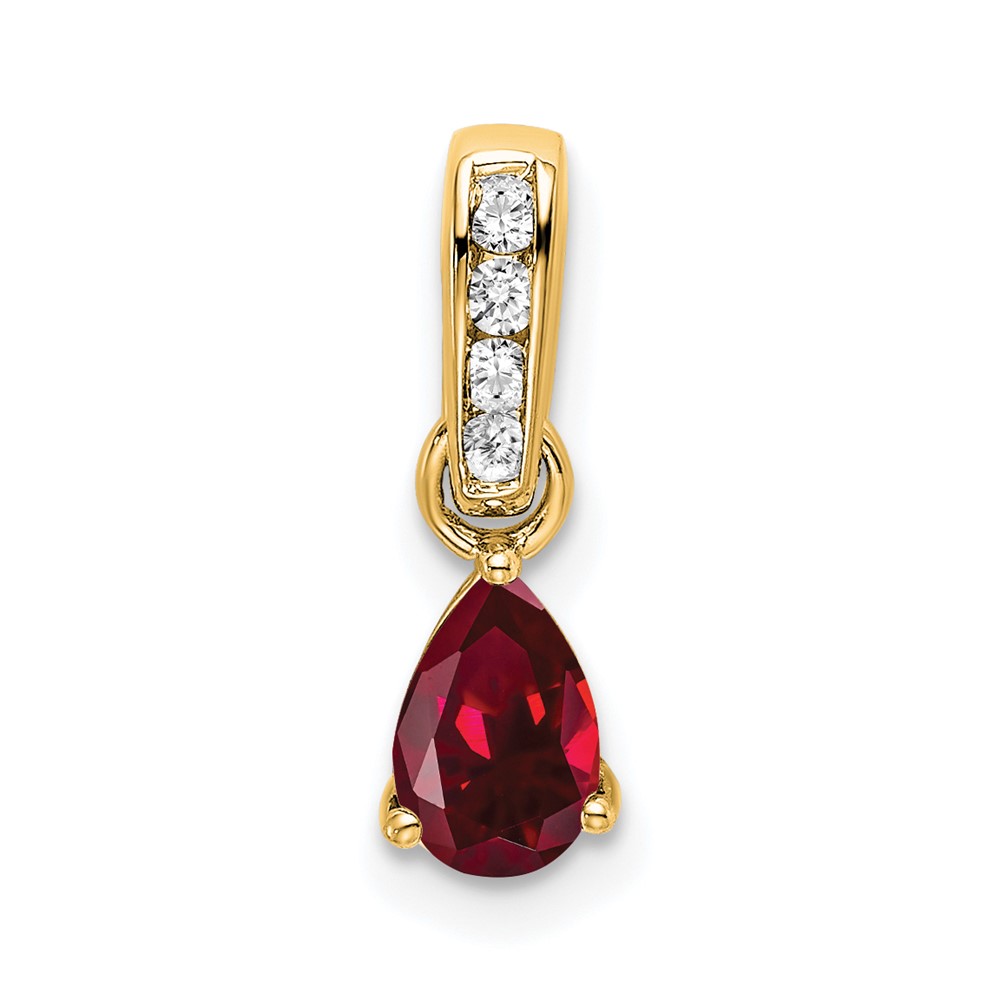 PM7409-CRU-005-YA.jpg 14K 6x4 Pear July/Lab Created Ruby and Diamond Pendant - Image 1