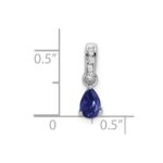 14k White Gold 1/20 carat Lab Grown Diamond VS/SI+ G+ and Lab Created Blue Sapphire Complete Pendant - Image 2