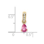 14K 6x4 Pear October/Pink Tourmaline and Diamond Pendant - Image 2