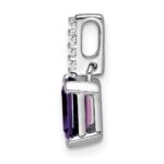 10k White Gold Amethyst and Diamond Pendant - Image 2