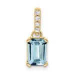 10k Yellow Gold Aquamarine and Diamond Pendant