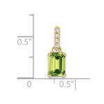 14k 7x5 Emerald-cut August/Peridot and Diamond Pendant - Image 2