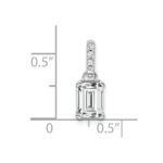 14k White Gold 7x5 Emerald-cut April/White Topaz and Diamond Pendant - Image 2