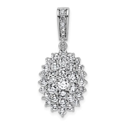 14k White Gold 2 1/2 carat Lab Grown Diamond VS/SI G+ Complete Cluster Pendant