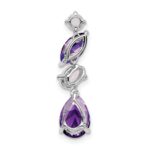 14k White Gold Marquise/Pear Amethyst and Opal Chain Slide - Image 4