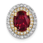 14k Two Tone 1/5 carat Lab Grown Diamond VS/SI+ G+ and Lab Created Ruby Chain Slide Pendant