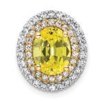 14k Two Tone 1/5 carat Lab Grown Diamond VS/SI+ G+ and Lab Created Yellow Sapphire Chain Slide Pendant