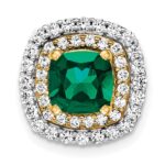 14k Two Tone 1/2 carat Lab Grown Diamond VS/SI+ G+ and Lab Created Emerald Chain Slide Pendant