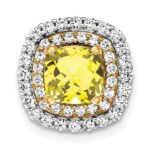 14k Two Tone 1/2 carat Lab Grown Diamond VS/SI+ G+ and Lab Created Yellow Sapphire Chain Slide Pendant