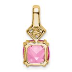 14k 1/5 carat Lab Grown Diamond VS/SI+ G+ and Lab Created Pink Sapphire Complete Pendant - Image 3