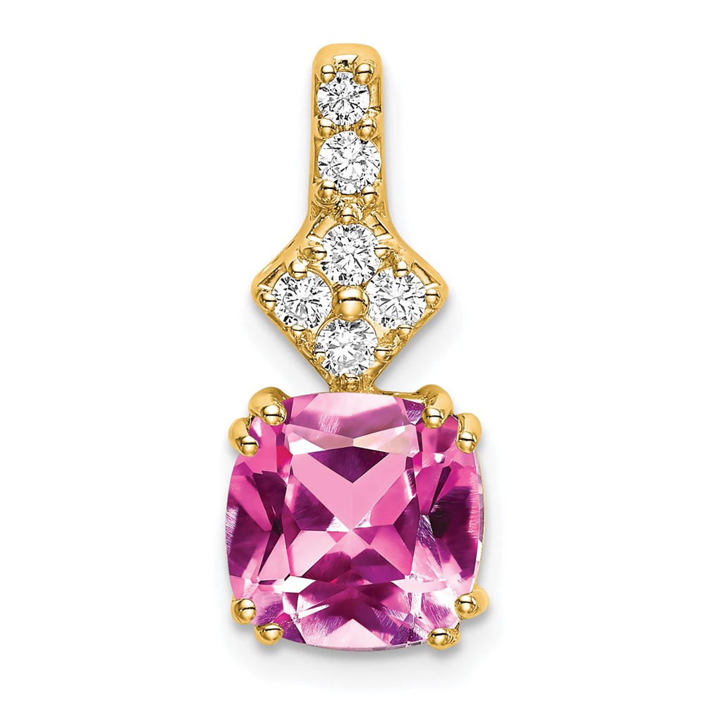 PM7515-CPS-020-YAA.jpg 14k 1/5 carat Lab Grown Diamond VS/SI+ G+ and Lab Created Pink Sapphire Complete Pendant - Image 1