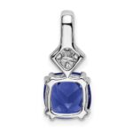 14k White Gold 1/5 carat Lab Grown Diamond VS/SI+ G+ and Lab Created Blue Sapphire Complete Pendant - Image 3
