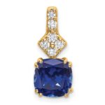 14k 1/5 carat Lab Grown Diamond VS/SI+ G+ and Lab Created Blue Sapphire Complete Pendant