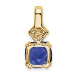 14k 1/5 carat Lab Grown Diamond VS/SI+ G+ and Lab Created Blue Sapphire Complete Pendant - Image 3