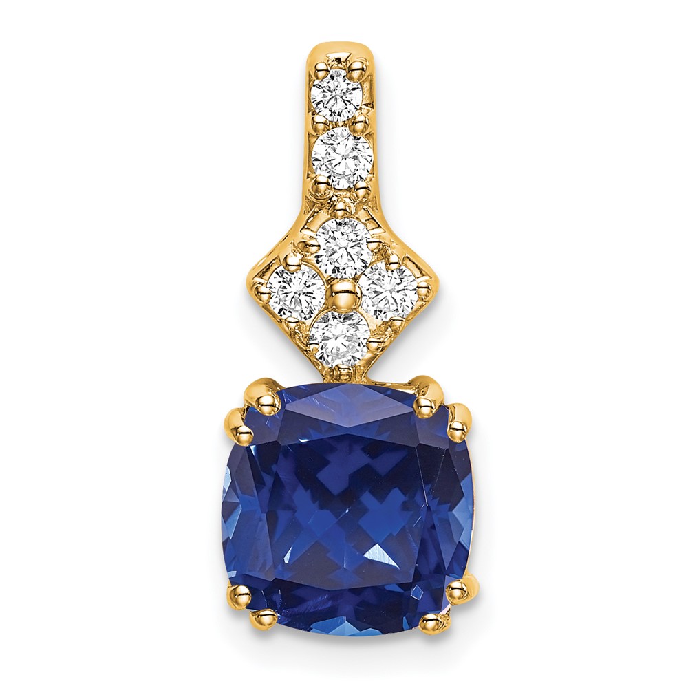 PM7515-CSA-020-YAA.jpg 14k 1/5 carat Lab Grown Diamond VS/SI+ G+ and Lab Created Blue Sapphire Complete Pendant - Image 1