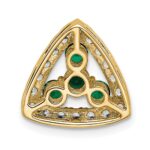 14k 1/2 carat Lab Grown Diamond VS/SI+ G+ and Lab Created Emerald Triangle Complete Chain Slide Pendant - Image 3