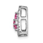 Pure Serenity 14k White Gold 3/8 carat Lab Grown Diamond VS/SI+ G+ and Lab Created Pink Sapphire Triangle Pendant - Image 2