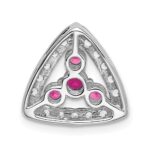 Pure Serenity 14k White Gold 3/8 carat Lab Grown Diamond VS/SI+ G+ and Lab Created Pink Sapphire Triangle Pendant - Image 3