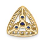 14k 1/2 carat Lab Grown Diamond VS/SI+ G+ and Lab Created Blue Sapphire Triangle Complete Chain Slide Pendant - Image 3