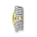 14k White Gold 1/2 carat Lab Grown Diamond VS/SI and Oval Lab Created Yellow Sapphire Halo Chain Slide Pendant - Image 2