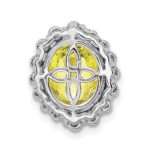 14k White Gold 1/2 carat Lab Grown Diamond VS/SI and Oval Lab Created Yellow Sapphire Halo Chain Slide Pendant - Image 3