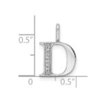 14K White Gold Diamond Letter D Initial Pendant - Image 3