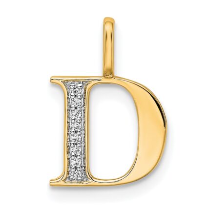 14K Diamond Letter D Initial Pendant